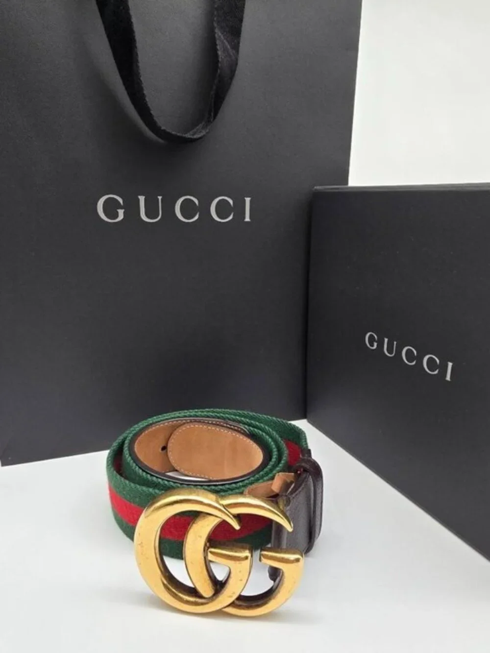 Authentic Gucci Web Elastic Torchon Double G Belt